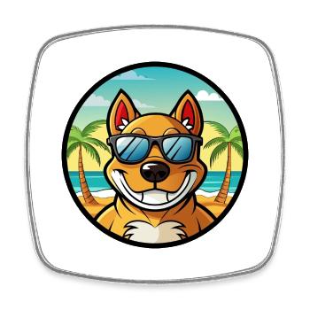 Cordoba Fighting Dog Breed Cartoon Sunglass Beach - Square fridge magnet - white - Front