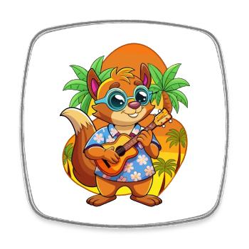 Lunettes de soleil de plage d’été de dessin animé drôle d’écureuil - Magnet carré - blanc - Devant