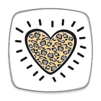 Leopard Heart Burst - Square fridge magnet - white - Front