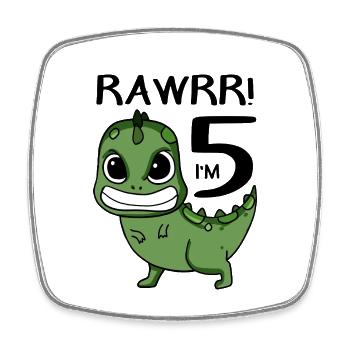 5. Geburtstag Dinosaurier - 5. Klasse Geschenk - Viereckiger Kühlschrankmagnet - Weiß - Vorne