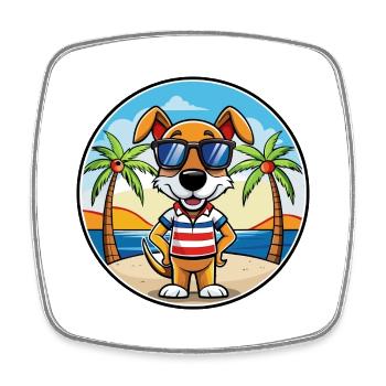 Französische Tricolor Hound Rasse Cartoon Sonnenbrille - Viereckiger Kühlschrankmagnet - Weiß - Vorne