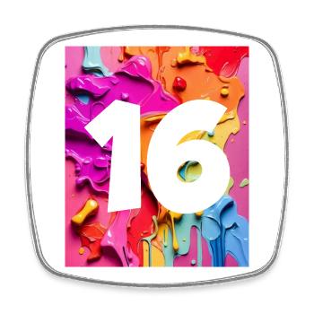 NO. 16 NUMBER 16 COLORFUL 16TH BIRTHDAY - Square fridge magnet - white - Front