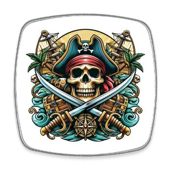 Pirate Logo - Magnet carré - blanc - Devant