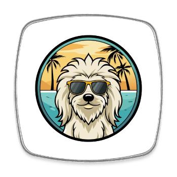 Komondor Hunderasse Cartoon Sonnenbrille Strand - Viereckiger Kühlschrankmagnet - Weiß - Vorne
