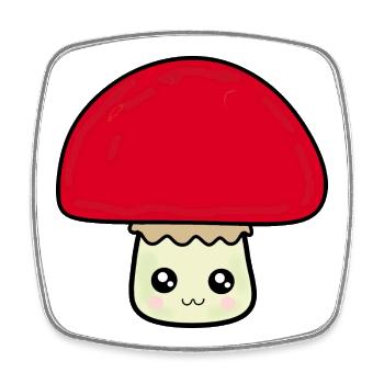 Kawaii Mushroom Kawaii Chibi Kawaii food - Square fridge magnet - white - Front