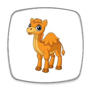 Kamel Niedliche Maskottchen Zeichentrickfigur Kawaii - Viereckiger Kühlschrankmagnet - Weiß - Vorne