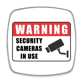 Warning CCTV Camera Badge Security Sign Icon - Square fridge magnet - white - Front