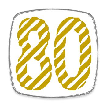 80. 80 JAHRE. 80-JÄHRIGES JUBILÄUM. 80. GEBURTSTAG. - Viereckiger Kühlschrankmagnet - Weiß - Vorne