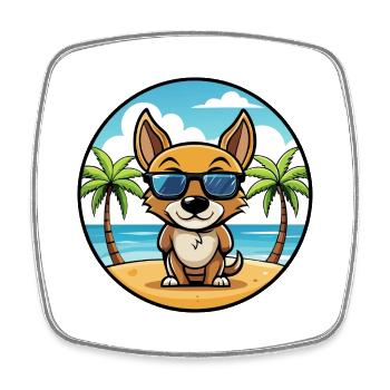 St Miguel Boeud Chien Race Dessin Animé Lunettes De Soleil Plage - Magnet carré - blanc - Devant