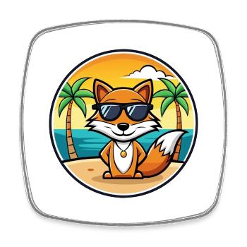 Fuchs Lustige Cartoon Sommer Strand Sonnenbrille Aufkleber - Viereckiger Kühlschrankmagnet - Weiß - Vorne