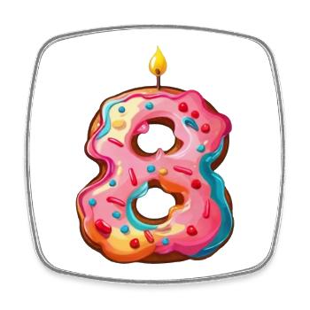 NUMBER 8 CAKE SWEET 8TH BIRTHDAY - Square fridge magnet - white - Front