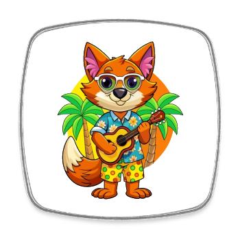 Lustige Fuchs Cartoon Sommer Strand Sonnenbrille Gitarre - Viereckiger Kühlschrankmagnet - Weiß - Vorne