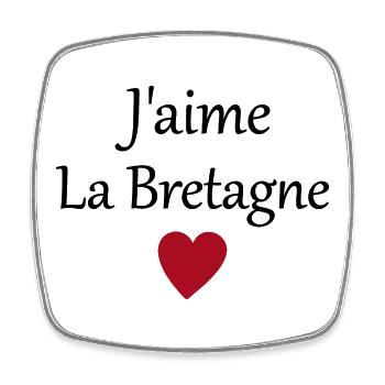 J'aime la Bretagne - Magnet carré - blanc - Devant