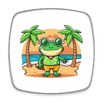 Frosch Lustige Cartoon Sommer Strand Sonnenbrille - Viereckiger Kühlschrankmagnet - Weiß - Vorne