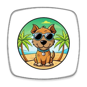 Teddy Roosevelt Terrier Race Chien Dessin Animé Plage - Magnet carré - blanc - Devant