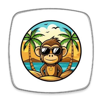 Singe Drôle Dessin Animé Plage D’été Lunettes De Soleil Cool - Magnet carré - blanc - Devant