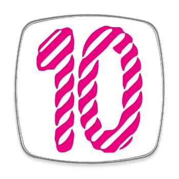 10. 10 JAHRE. 10-JÄHRIGES JUBILÄUM. 10-JÄHRIGES JUBILÄUM. - Viereckiger Kühlschrankmagnet - Weiß - Vorne