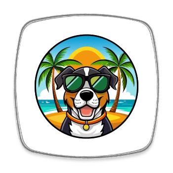 Großer Schweizer Sennenhund Rasse Cartoon Beach - Viereckiger Kühlschrankmagnet - Weiß - Vorne
