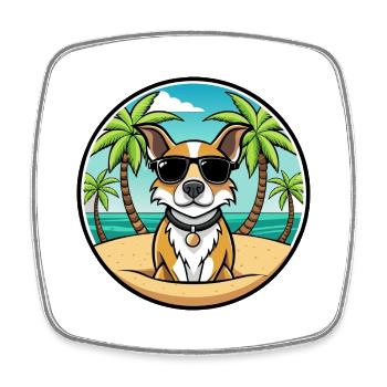 Braque Auvergne Hunderasse Cartoon Sonnenbrille Strand - Viereckiger Kühlschrankmagnet - Weiß - Vorne