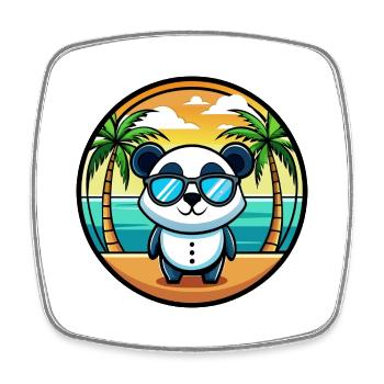 Panda Lustige Cartoon Sommer Strand Sonnenbrille Cool - Viereckiger Kühlschrankmagnet - Weiß - Vorne