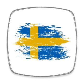 Drapeau de la Suède utilisé - Magnet carré - blanc - Devant