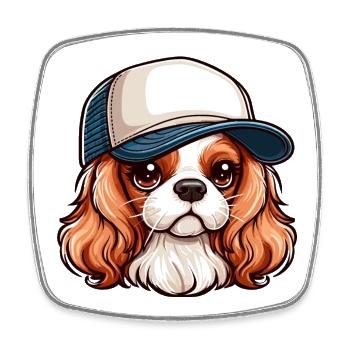 Chien Cavalier King Charles chien - casquette - Magnet carré - blanc - Devant