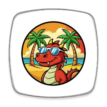 Dragon Funny Cartoon Lunettes de soleil de plage d’été cool - Magnet carré - blanc - Devant