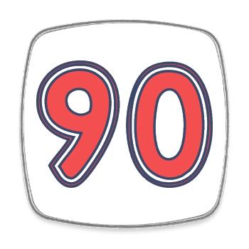 90. 90 JAHRE. 90-JÄHRIGES JUBILÄUM. 90-JÄHRIGES JUBILÄUM. - Viereckiger Kühlschrankmagnet - Weiß - Vorne