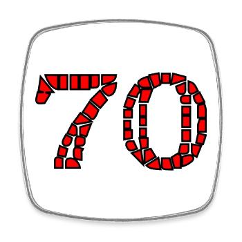 70. 70 YEARS. 70th ANNIVERSARY. 70 YEARS ANNIVERSARY. - Square fridge magnet - white - Front