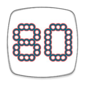 80. 80 ANS. 80e ANNIVERSAIRE. ANNIVERSAIRE 80 ANS. - Magnet carré - blanc - Devant