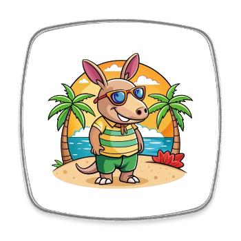 Aardvark Funny Cartoon Summer Beach Sunglasses - Square fridge magnet - white - Front