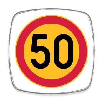 50 Limit / Tempolimit - Viereckiger Kühlschrankmagnet - Weiß - Vorne