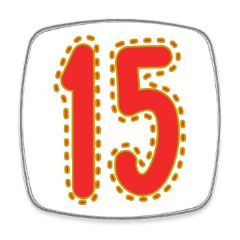 15. 15 ANS. 15e ANNIVERSAIRE. ANNIVERSAIRE 15 ANS. - Magnet carré - blanc - Devant