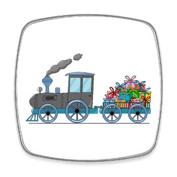 Train pour enfants avec remorque grise - Magnet carré - blanc - Devant