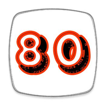 80. 80 JAHRE. 80-JÄHRIGES JUBILÄUM. 80. GEBURTSTAG. - Viereckiger Kühlschrankmagnet - Weiß - Vorne