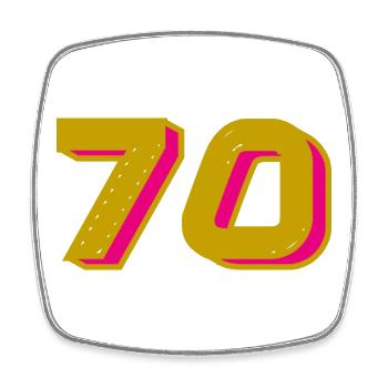 70. 70 ANS. 70e ANNIVERSAIRE. ANNIVERSAIRE 70 ANS. - Magnet carré - blanc - Devant