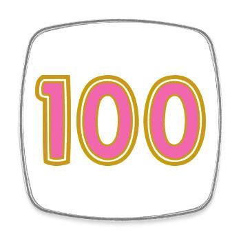 100. 100 ANS. 100e ANNIVERSAIRE. ANNIVERSAIRE 100 - Magnet carré - blanc - Devant