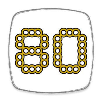 80. 80 ANS. 80e ANNIVERSAIRE. ANNIVERSAIRE 80 ANS. - Magnet carré - blanc - Devant
