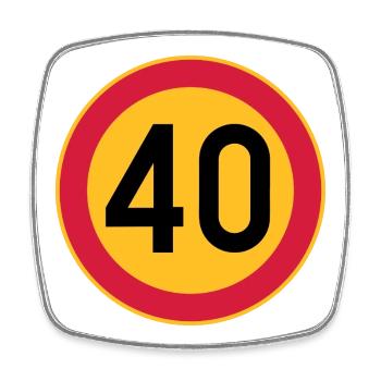 40 Limit / Tempolimit - Viereckiger Kühlschrankmagnet - Weiß - Vorne