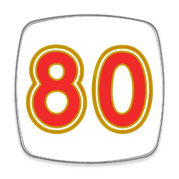 80. 80 ANS. 80e ANNIVERSAIRE. ANNIVERSAIRE 80 ANS. - Magnet carré - blanc - Devant