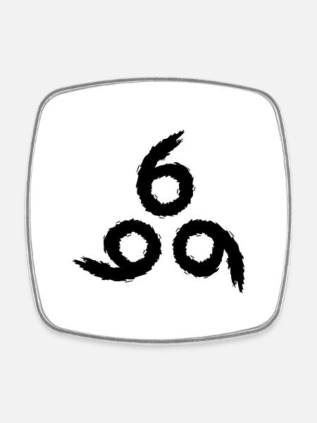 666 Satan Symbol - Viereckiger Kühlschrankmagnet - Weiß