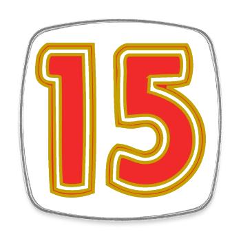 15. 15 ANS. 15e ANNIVERSAIRE. ANNIVERSAIRE 15 ANS. - Magnet carré - blanc - Devant