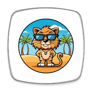Liger Hybrid Löwe Tiger Katzenrasse Cartoon Strand - Viereckiger Kühlschrankmagnet - Weiß - Vorne