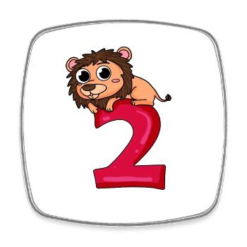 2 Geburtstag Löwe - 2 Jahre alt Geschenk - Viereckiger Kühlschrankmagnet - Weiß - Vorne