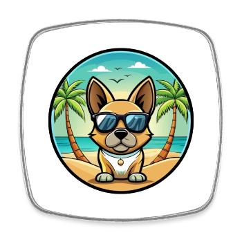 Braque Français Hunderasse Cartoon Sonnenbrille Strand - Viereckiger Kühlschrankmagnet - Weiß - Vorne