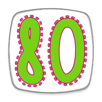 80. 80 YEARS. 80th ANNIVERSARY. 80 YEARS ANNIVERSARY. - Square fridge magnet - white - Front