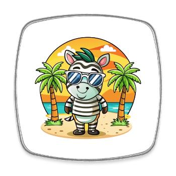 Zebra Lustige Cartoon Sommer Strand Sonnenbrille - Viereckiger Kühlschrankmagnet - Weiß - Vorne