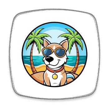 Ariege Pointer Hund Rasse Cartoon Sonnenbrille Strand - Viereckiger Kühlschrankmagnet - Weiß - Vorne