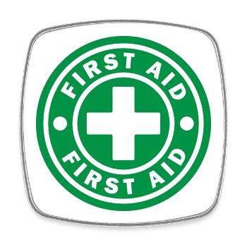 First Aid Medical Cross Sicherheitssymbol Vektor-Symbol - Viereckiger Kühlschrankmagnet - Weiß - Vorne