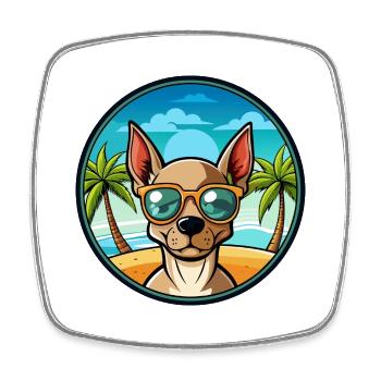 Mexikanische haarlose Hunderasse Cartoon Sonnenbrille Strand - Viereckiger Kühlschrankmagnet - Weiß - Vorne